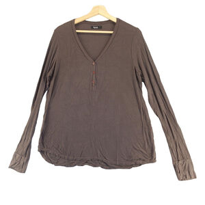 Michael Lauren REVOLVE Henley top Rayon V-neck Brown size Large NWT